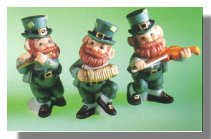 Irish Leprechauns set of three musicians