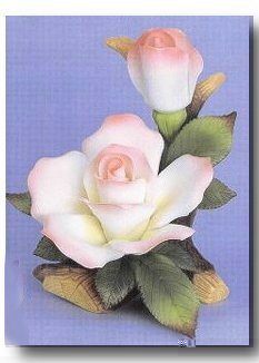 Porcelain Flowers Pink Rose & Bud