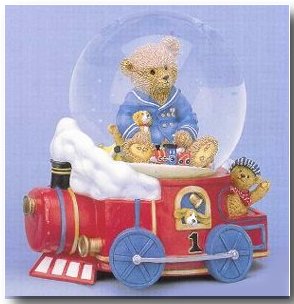 Teddy Bear on Train - Water Globe