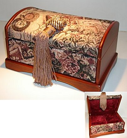 Tapestry Covered Music Box with Tassel