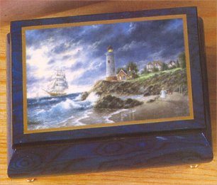 Music Box in Blue with Lighthouse