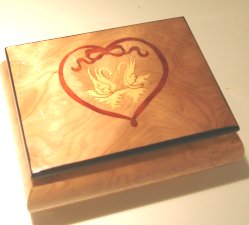 Mauve Musical Box  with Two Swans in Heart (1.18)