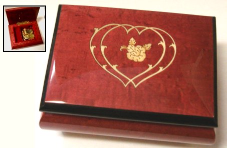 Single Flower and Double Hearts on Red Wine Music Box(1.18)