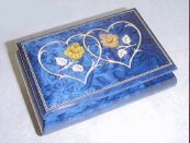 Hearts -  Two inlaid on blue rubbed finish (1.18)