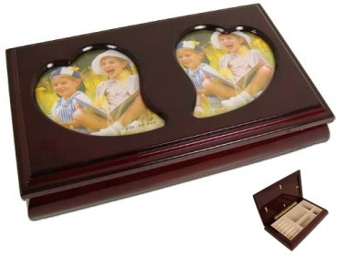 Musical Jewelry box with Double Heart-shaped Photo Inserts (1.18)