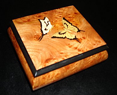 Two Swallowtail Butterflies Inlay on Elm Box (1.18)