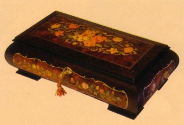 Large Floral Inlay on Dark Walnut with Tray (1.18)