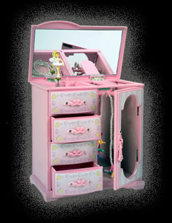 Child's Tall Jewelry box in Pink and White