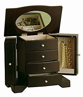 Java Black Finished Musical Box with Three Drawers - Melanie