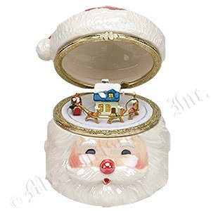 Hat's Off Porcelain Santa Music Box by Mr Christmas