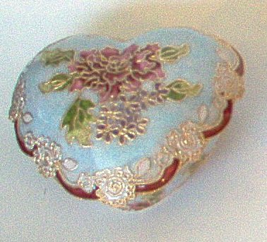 Enamel Keepsake Heart Shaped Musical Box in Blue