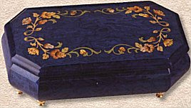 Floral Inlay - Dark Blue Border