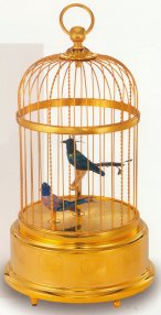 Singing Birds in Cage Gold-plated with Jeweled Ring  Two