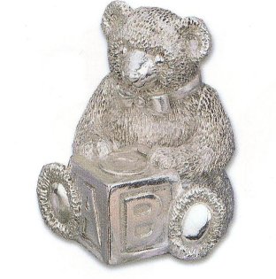 Silver Musical Figurine Teddy Bear