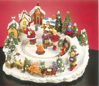 Christmas Village Scene with Ice Skater