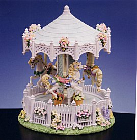 Musical English Country Garden Three Horse Carousel