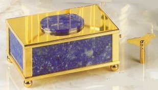 Singing Bird Box  in Lapis & Brass