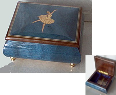 Blue Music Box with Inlay of Small Ballerina (1.18)