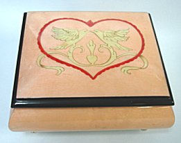 Small Pink Italian Inlay of Heart and Doves 