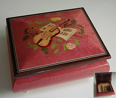 Mauve Music Box with Violin, Music and Horn Inlay (1.18)