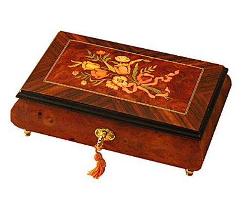 Floral Marquetry of Tulips on Rosewood Lid (1.30)