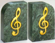 Bookends Brass and Marble Bass Clef (or G Clef)