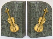 Bookends Brass and Marble  Violin