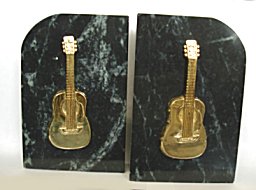 Bookends Brass and Marble Guitar