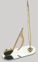 Brass and Chrome Pen and Pen Stand 8th Note 