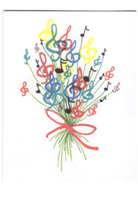 Thank You Notes -  Bouquet of Treble Clefs