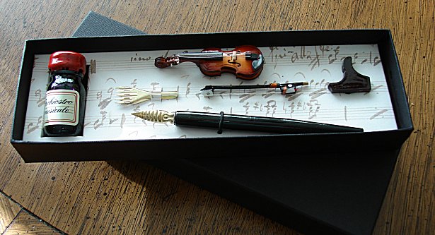 Writing Pen - Old World Quill and Ink , Staff Nib and Violin 