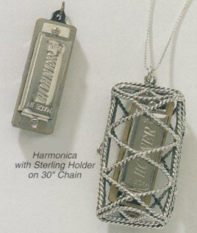 Silver Pendant Basket and Harmonica