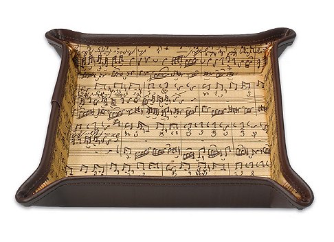 Leather  Valet Tray with Handwritten Bach Music