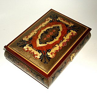 Vintage Italian Musical Jewelry Box with Intricate Designs (Med Small 1.18) 