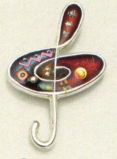 Enamel Treble Clef Brooch