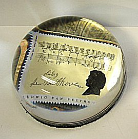 Paperweight with Beethoven Commemorative Stamp