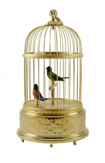 Reuge Collection Voliere de la Cour Singing Birds in  Gilt brass Cage 