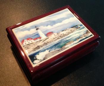 Lighthouse Tile on  Deluxe Cherry music box 