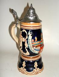 Vintage Musical Souvenier Lidded Stein - Hamburg