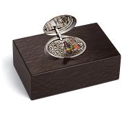 Reuge Collection Singing Bird Box Carbalho Black with Silver Lid