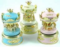 musical mini carousels in pink white or blue