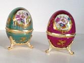 porcelain egg music boxes in green or wine color