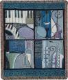 Cool Jazz Instrument Tapestry Throw in Blue