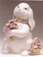 Large Porcelain Bunny with Bouquet of Flowers 