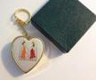 Vintage Musical Keychain Heart Shaped with Two Ladies