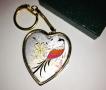 Peacock Design on Heart Shaped Music Box Key Chain