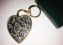 Vintage Embossed Heart Shaped Music Box Locket Keychain