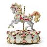 Musical Single Carousel Horse with Hearts and Roses