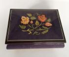 purple Italian wood  music box with Floral inlay