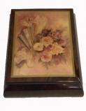 Fan and Flowers adorn the lid of Ercolano Elm Box